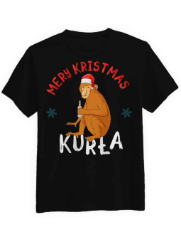 Koszulka Koszulka Męska Mery Kristmas Czarna - Śmieszne T-Shirty z Nadrukami ?