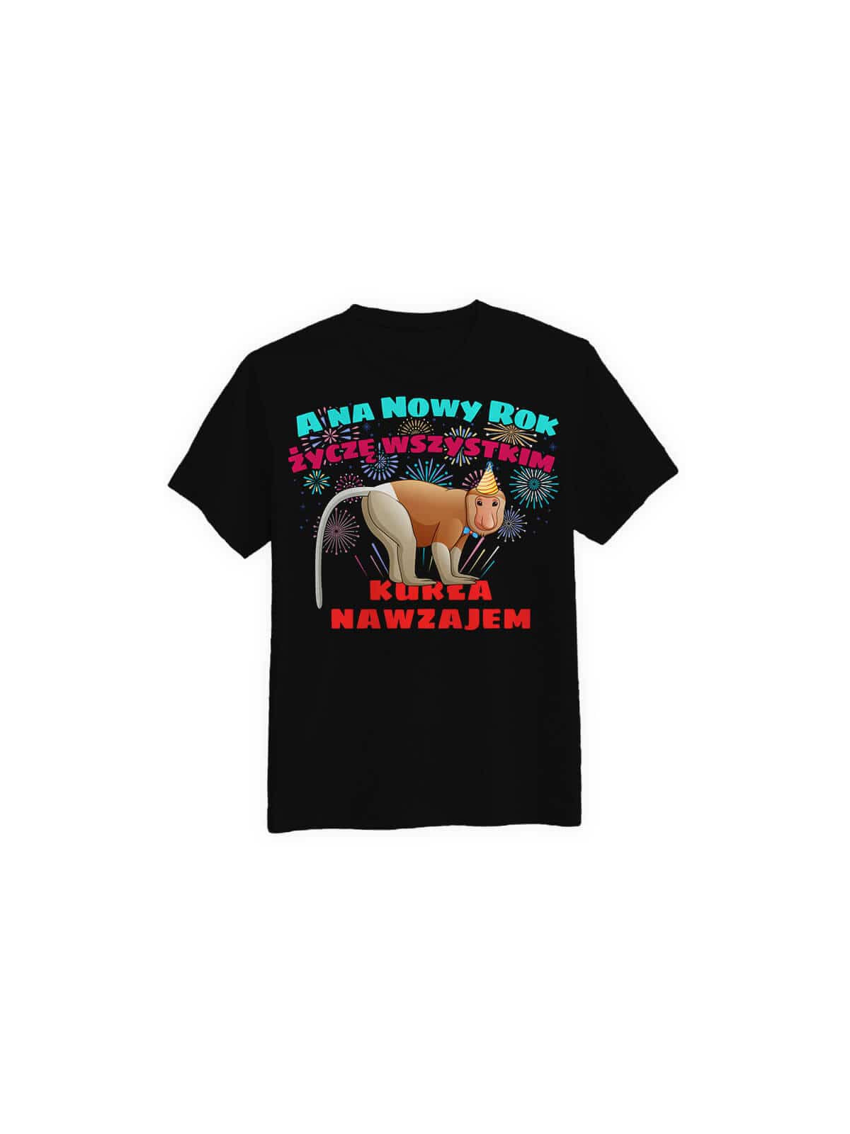 Koszulka Koszulka Męska Nosacz na Nowy Rok Czarna - Śmieszne T-Shirty z Nadrukami ?