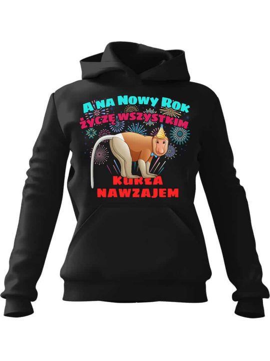 Bluza Męska z kapturem Nosacz na Nowy Rok Czarna - Śmieszne T-Shirty z Nadrukami ?