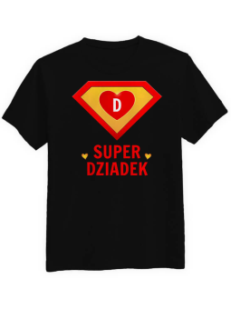 Koszulka Koszulka Męska Super Dziadek Czarna - Prezent na Dzień Dziadka ?