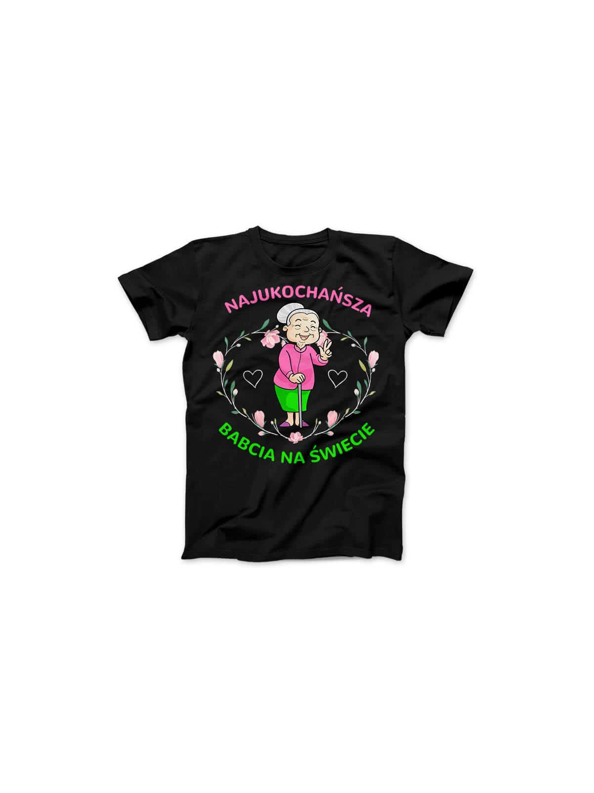 Koszulka Koszulka Damska Najukochańsza babcia na świecie Czarna - Śmieszne T-Shirty z Nadrukami ?