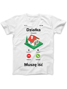 Koszulka Koszulka Damska Działka Dzwoni Biała - Prezent na Dzień Babci ?