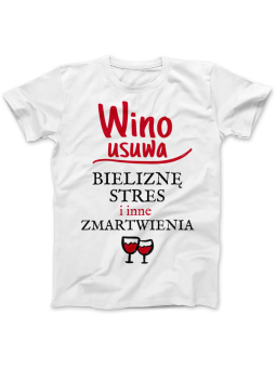 Koszulka Koszulka Damska Wino Usuwa Biała - Śmieszne T-Shirty z Nadrukami ?