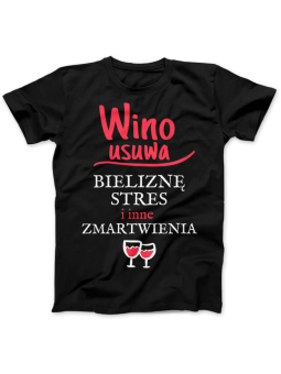 Koszulka Koszulka Damska Wino Usuwa Czarna - Śmieszne T-Shirty z Nadrukami ?
