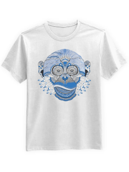 Koszulka Koszulka Męska Niebieska Małpa Biała - Śmieszne T-Shirty z Nadrukami ?