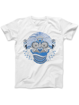 Koszulka Koszulka Damska Niebieska Małpa Biała - Śmieszne T-Shirty z Nadrukami ?