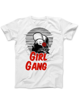 Koszulka Koszulka Damska Girl Gang Biała - Śmieszne T-Shirty z Nadrukami ?