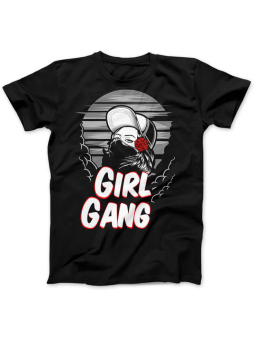 Koszulka Koszulka Damska Girl Gang Czarna - Śmieszne T-Shirty z Nadrukami ?