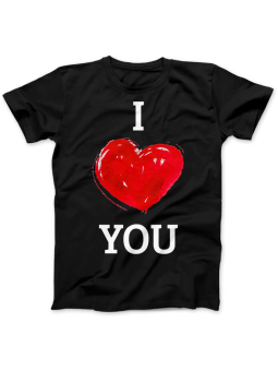 Koszulka Koszulka Damska I Love You Czarna - Prezent na Walentynki dla Zakochanych ?