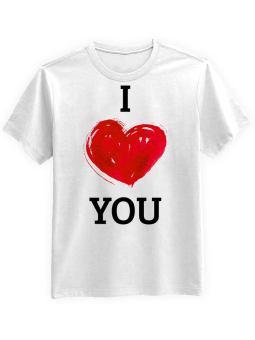 Koszulka Koszulka Męska I Love You Biała - Prezent na Walentynki dla Zakochanych ?