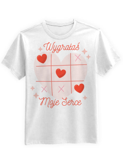 Koszulka Koszulka Męska Wygrałaś moje serce Biała - Prezent na Walentynki dla Zakochanych ?