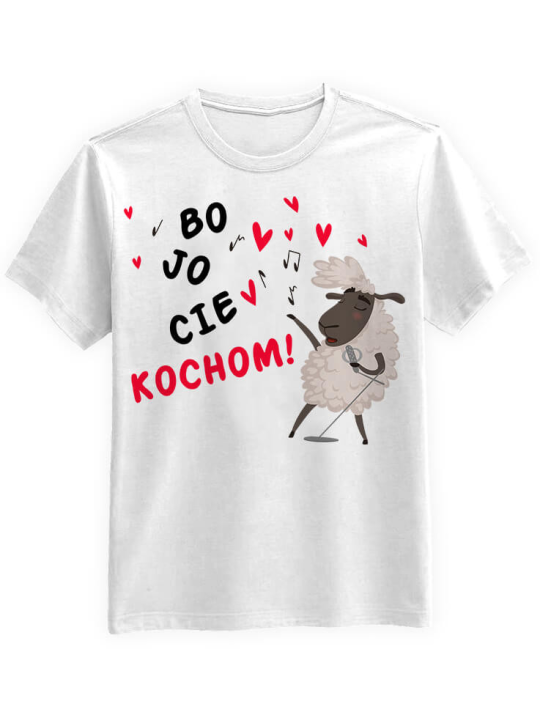 Koszulka Koszulka Męska Bo Jo Cie Kochom Biała - Prezent na Walentynki dla Zakochanych ?