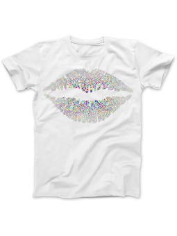 Koszulka Koszulka Damska Kolorowe Usta Biała - Śmieszne T-Shirty z Nadrukami ?