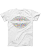 Koszulka Koszulka Damska Kolorowe Usta Biała - Śmieszne T-Shirty z Nadrukami ?