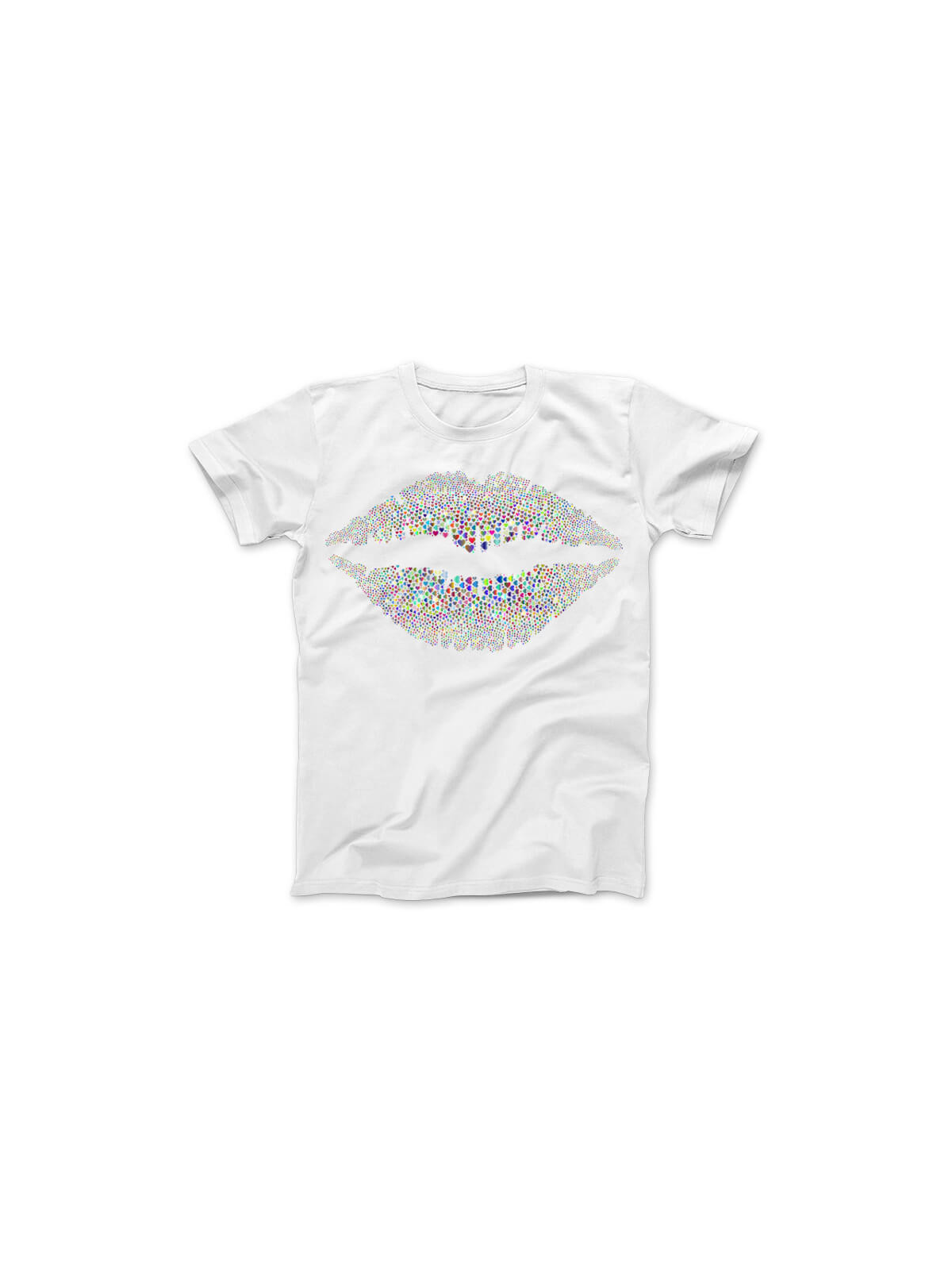 Koszulka Koszulka Damska Kolorowe Usta Biała - Śmieszne T-Shirty z Nadrukami ?