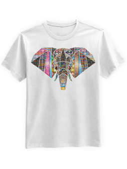 Koszulka Koszulka Męska Kolorowy Słoń Biała - Śmieszne T-Shirty z Nadrukami ?