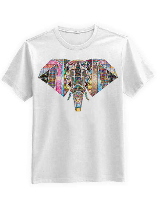 Koszulka Koszulka Męska Kolorowy Słoń Biała - Śmieszne T-Shirty z Nadrukami ?