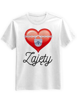 Koszulka Koszulka Męska Zajęty Biała - Prezent na Walentynki dla Zakochanych ?