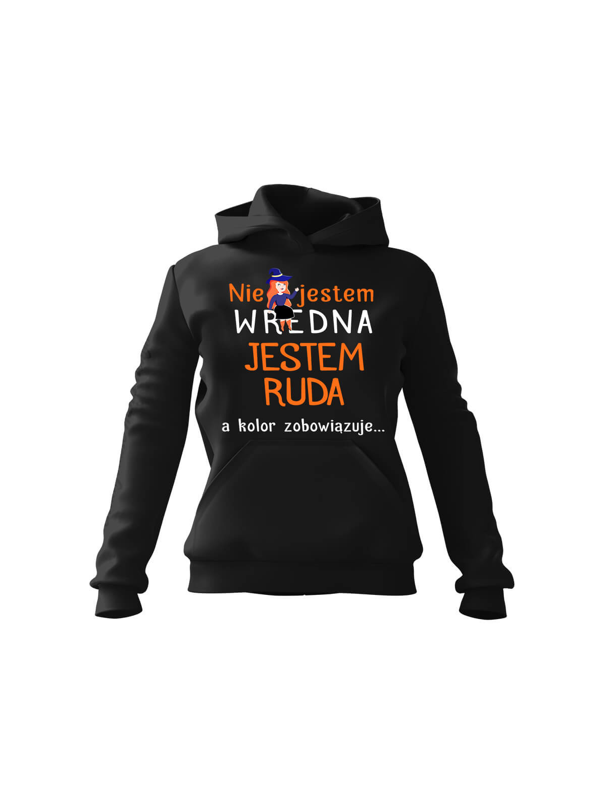 Bluza Damska z kapturem Ruda, nie wredna Czarna - Modna Odzież z Nadrukami ?