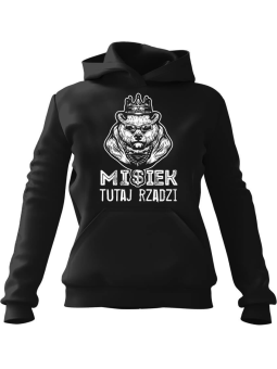 Bluza Męska z kapturem Misiek rządzi Czarna - Śmieszne T-Shirty z Nadrukami ?