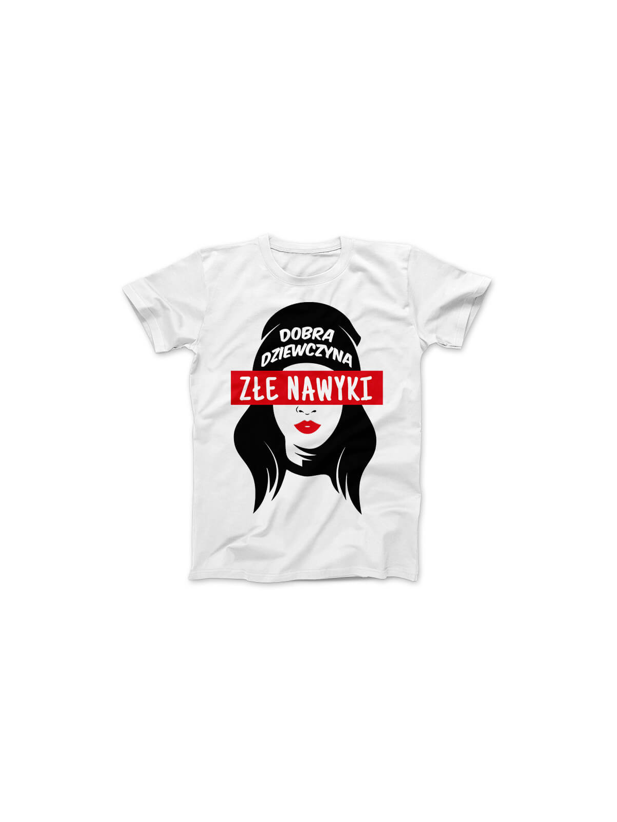Koszulka Koszulka Damska Dobra dziewczyna złe nawyki Biała - Śmieszne T-Shirty z Nadrukami ?