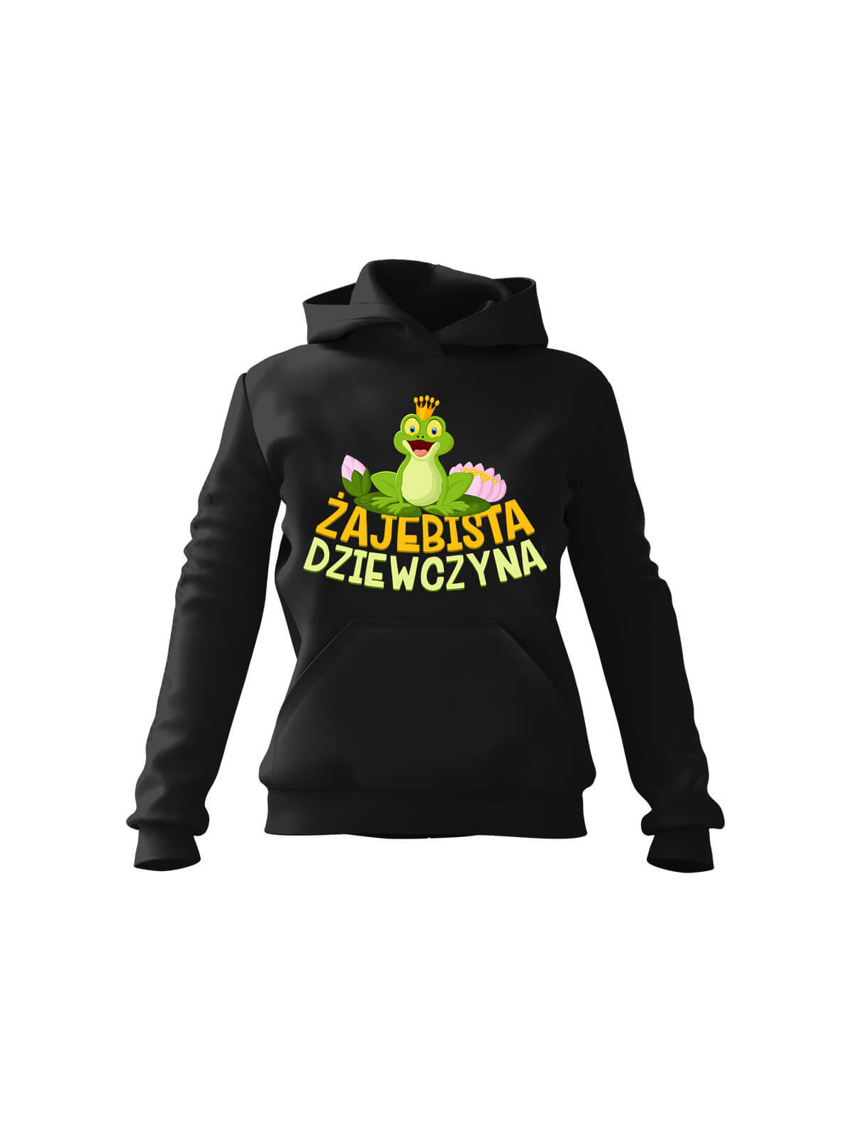 Bluza Damska z kapturem Żajebista Dziewczyna Czarna - Modna Odzież z Nadrukami ?