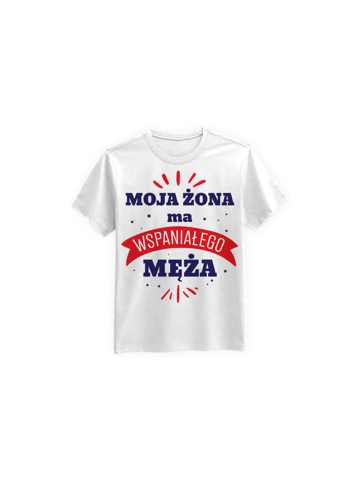 Koszulka Koszulka Męska Moja Żona ma Wspaniałego Męża Biała - Śmieszne T-Shirty z Nadrukami ?