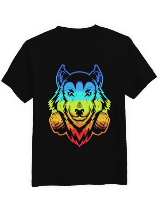 Koszulka Koszulka Męska DJ Wilk Czarna - Śmieszne T-Shirty z Nadrukami ?