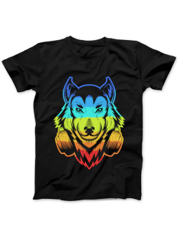 Koszulka Koszulka Damska DJ Wilk Czarna - Śmieszne T-Shirty z Nadrukami ?