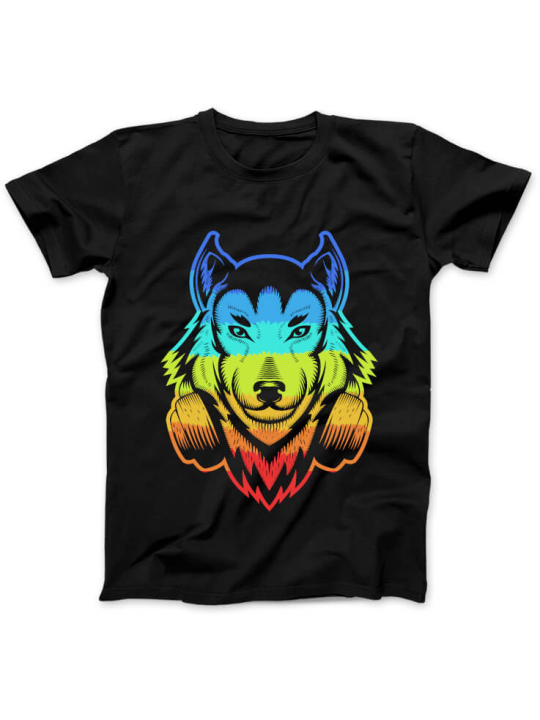 Koszulka Koszulka Damska DJ Wilk Czarna - Śmieszne T-Shirty z Nadrukami ?