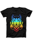 Koszulka Koszulka Damska DJ Wilk Czarna - Śmieszne T-Shirty z Nadrukami ?