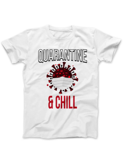 Koszulka Koszulka Damska Quarantine & Chill Biała - Śmieszne T-Shirty z Nadrukami ?