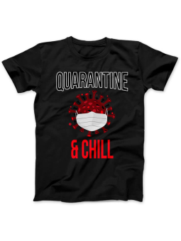 Koszulka Koszulka Damska Quarantine & Chill Czarna - Śmieszne T-Shirty z Nadrukami ?