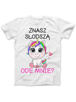 Koszulka Koszulka Damska Znasz słodszą ode mnie Biała - Śmieszne T-Shirty z Nadrukami ?