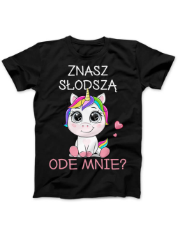 Koszulka Koszulka Damska Znasz słodszą ode mnie Czarna - Śmieszne T-Shirty z Nadrukami ?