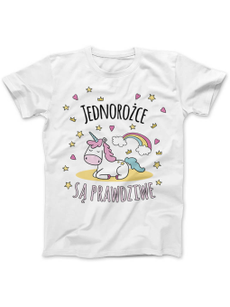 Koszulka Koszulka Damska Jednorożce są prawdziwe Biała - Śmieszne T-Shirty z Nadrukami ?