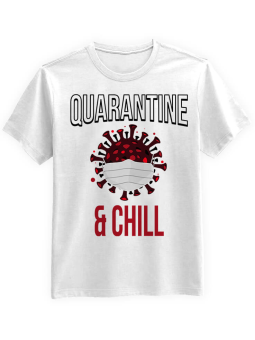 Koszulka Koszulka Męska Quarantine & Chill Biała - Śmieszne T-Shirty z Nadrukami ?