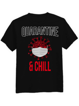 Koszulka Koszulka Męska Quarantine & Chill Czarna - Śmieszne T-Shirty z Nadrukami ?