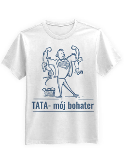 Koszulka Koszulka Męska Tata mój bohater Biała - Śmieszne T-Shirty z Nadrukami ?
