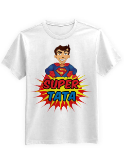 Koszulka Koszulka Męska Super Tata Biała - Śmieszne T-Shirty z Nadrukami ?