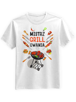 Koszulka Koszulka Męska Mistrz Grillowania Biała - Śmieszne T-Shirty z Nadrukami ?