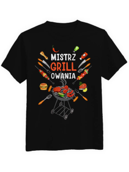 Koszulka Koszulka Męska Mistrz Grillowania Czarna - Śmieszne T-Shirty z Nadrukami ?