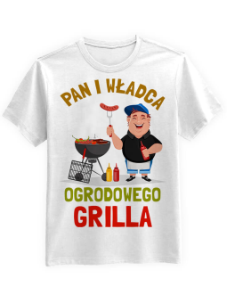 Koszulka Koszulka Męska Pan i władca ogrodowego grilla Biała - Śmieszne T-Shirty z Nadrukami ?