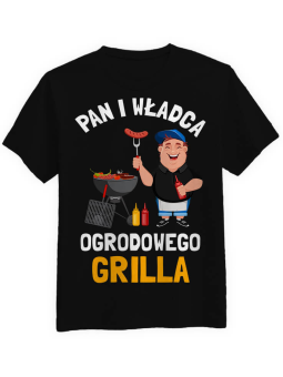 Koszulka Koszulka Męska Pan i władca ogrodowego grilla Czarna - Śmieszne T-Shirty z Nadrukami ?