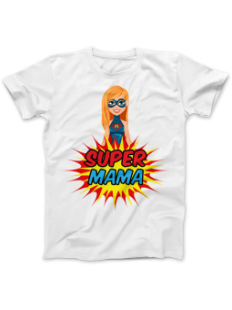 Koszulka Koszulka Damska Super Mama Biała - Śmieszne T-Shirty z Nadrukami ?