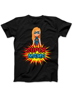 Koszulka Koszulka Damska Super Mama Czarna - Śmieszne T-Shirty z Nadrukami ?