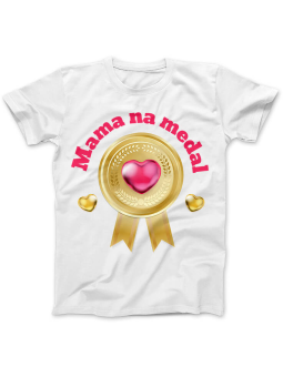 Koszulka Koszulka Damska Mama na Medal Biała - Śmieszne T-Shirty z Nadrukami ?