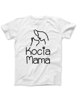 Koszulka Koszulka Damska Kocia Mama Biała - Śmieszne T-Shirty z Nadrukami ?