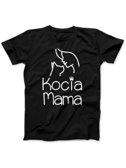 Koszulka Koszulka Damska Kocia Mama Czarna - Śmieszne T-Shirty z Nadrukami ?