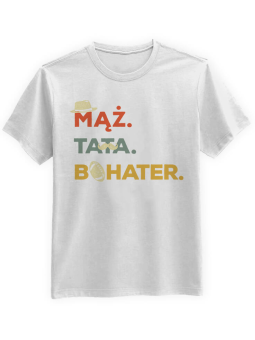 Koszulka Koszulka Męska Mąż Tata Bohater Biała - Śmieszne T-Shirty z Nadrukami ?